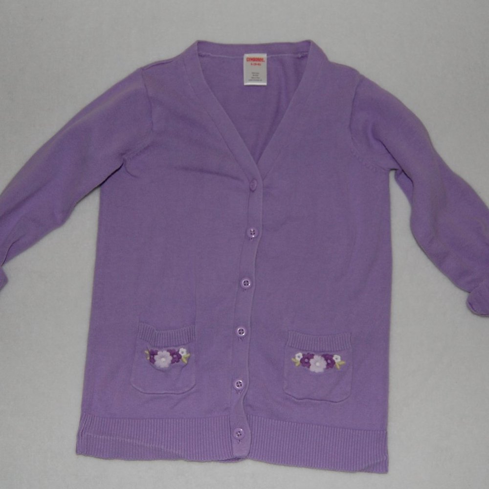 Gymboree Girls S (Age 5-6) Lilac Cotton Knit Cardigan with Pockets